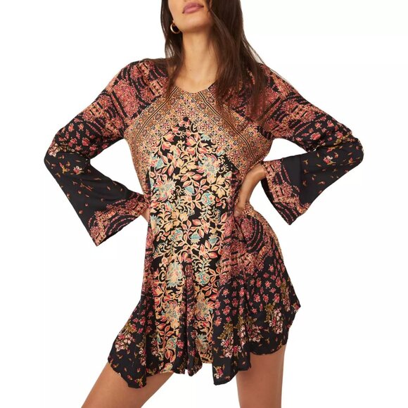 NWOT Free People Stevie Printed Tunic Black Combo XS - Picture 2 of 16